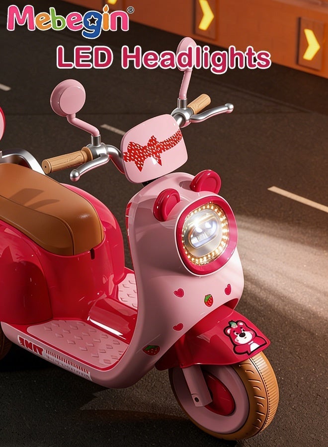 MEBEGIN Girls Electro-tricycle with Adorable Pattern, Sturdy Scooter with Music and LED Headlight, Electromobile with 3 Wear-resistant Wheels and Rear Storage Compartment, Outdoor Ride-on Toy, Suitable for Various Roads, Ideal Gift for Girls - Image 3